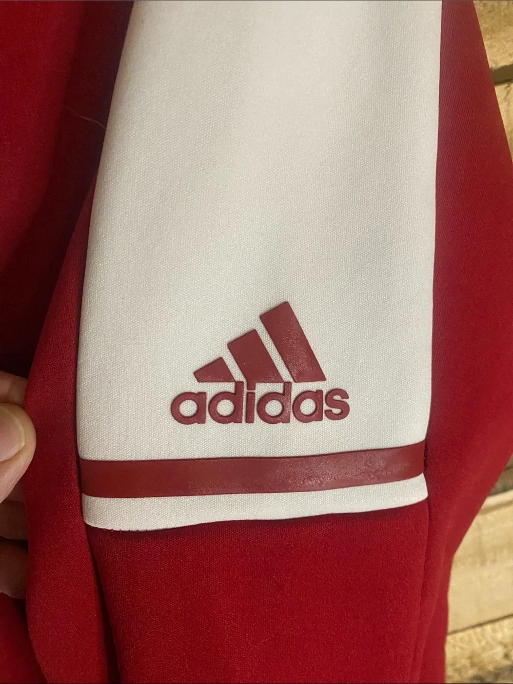 adidas Men’s Red & White Crewneck Pullover with Indiana IU Logo climawarm M